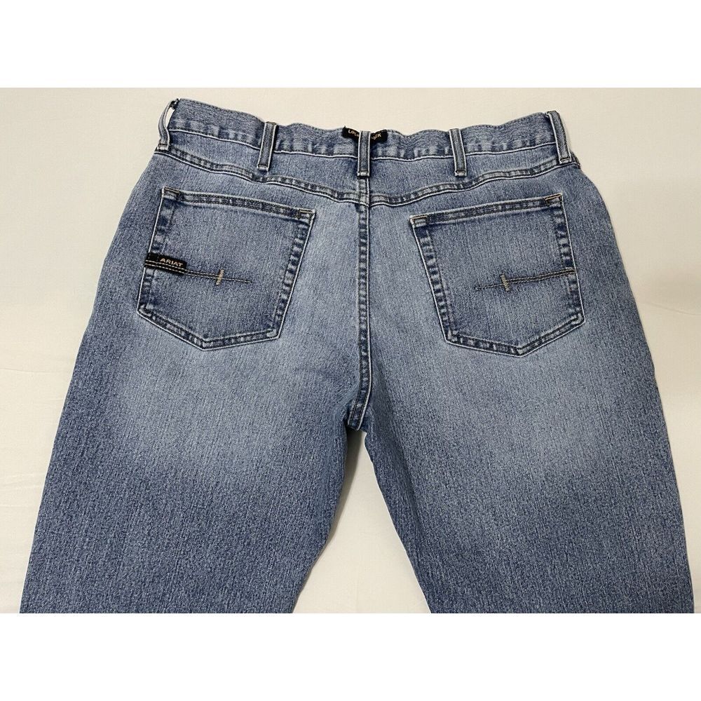 Ariat Rebar M4 Relaxed Boot Jeans Men's Size 34x30 Medium Wash Denim Work - Picture 3 of 6